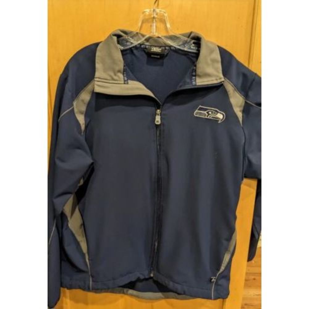 Seattle Seahawks NFL Team Apparel Track Jacket Men’s Size Large+ Navy Zip Up